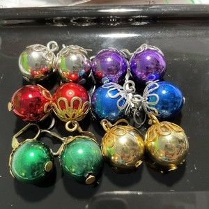 Vintage Earrings Christmas Tree Round Ball Ornaments 6 Color Wardrobe Hook